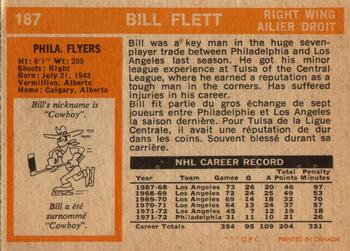 1972-73 O-Pee-Chee #187 Bill Flett Back