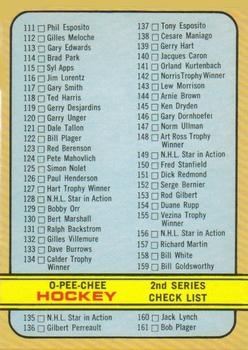 1972-73 O-Pee-Chee #190 2nd Series Checklist: 111-209 Front