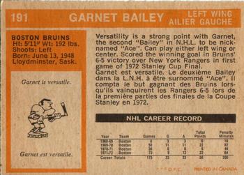 1972-73 O-Pee-Chee #191 Garnet Bailey Back
