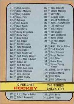1972-73 O-Pee-Chee #19 2nd Series Checklist: 111-209 Front