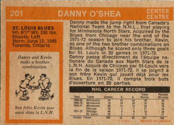 1972-73 O-Pee-Chee #201 Danny O'Shea Back