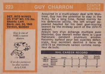 1972-73 O-Pee-Chee #223 Guy Charron Back