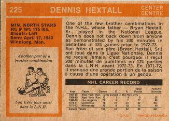 1972-73 O-Pee-Chee #225 Dennis Hextall Back