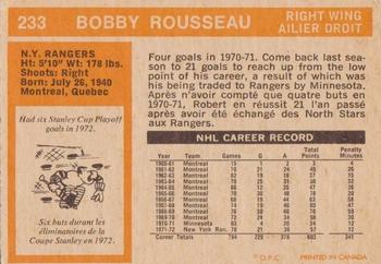 1972-73 O-Pee-Chee #233 Bobby Rousseau Back