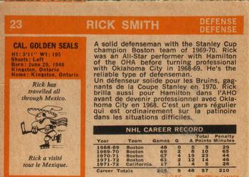 1972-73 O-Pee-Chee #23 Rick Smith Back