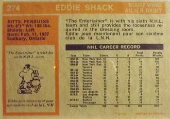 1972-73 O-Pee-Chee #274 Eddie Shack Back