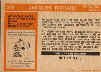 1972-73 O-Pee-Chee #279 Jacques Richard Back
