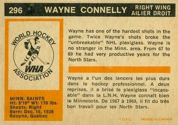 1972-73 O-Pee-Chee #296 Wayne Connelly Back