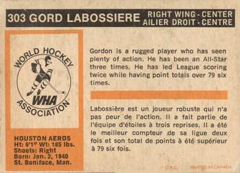 1972-73 O-Pee-Chee #303 Gordon Labossiere Back
