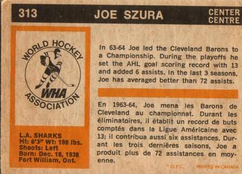 1972-73 O-Pee-Chee #313 Joe Szura Back