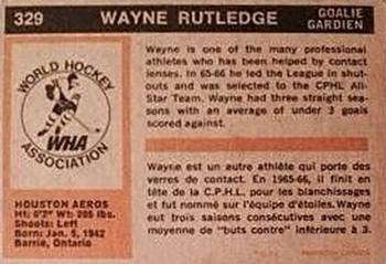 1972-73 O-Pee-Chee #329 Wayne Rutledge Back