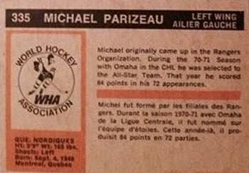 1972-73 O-Pee-Chee #335 Michel Parizeau Back