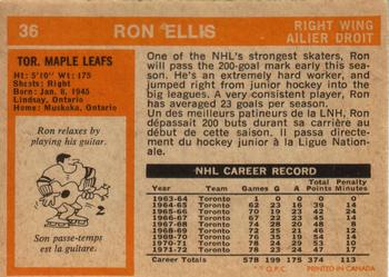 1972-73 O-Pee-Chee #36 Ron Ellis Back