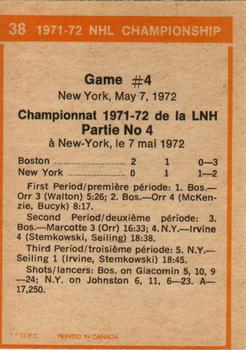 1972-73 O-Pee-Chee #38 1971-72 NHL Playoffs Game 4 Back