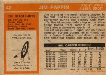 1972-73 O-Pee-Chee #42 Jim Pappin Back