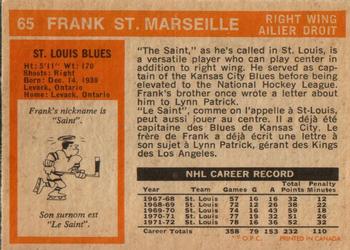 1972-73 O-Pee-Chee #65 Frank St. Marseille Back