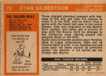 1972-73 O-Pee-Chee #70 Stan Gilbertson Back