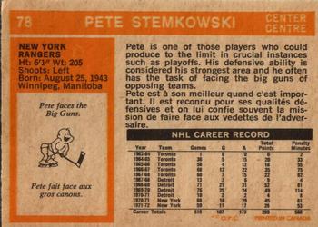 1972-73 O-Pee-Chee #78 Pete Stemkowski Back