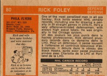 1972-73 O-Pee-Chee #80 Rick Foley Back