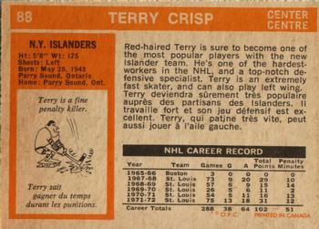1972-73 O-Pee-Chee #88 Terry Crisp Back