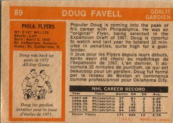 1972-73 O-Pee-Chee #89 Doug Favell Back