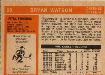 1972-73 O-Pee-Chee #90 Bryan Watson Back