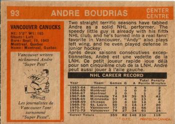 1972-73 O-Pee-Chee #93 Andre Boudrias Back