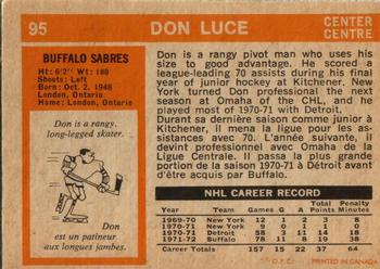 1972-73 O-Pee-Chee #95 Don Luce Back