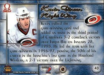 1997-98 Pacific Omega - Emerald Green #43 Kevin Dineen Back