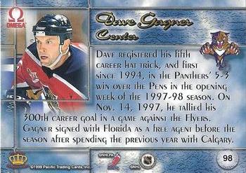 1997-98 Pacific Omega - Emerald Green #98 Dave Gagner Back