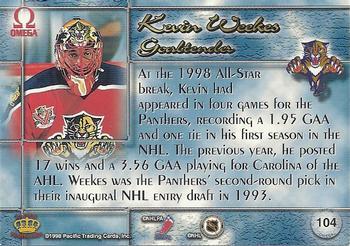1997-98 Pacific Omega - Emerald Green #104 Kevin Weekes Back