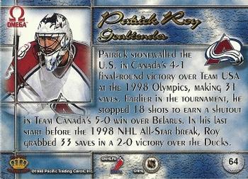 1997-98 Pacific Omega - Emerald Green #64 Patrick Roy Back