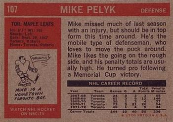 1972-73 Topps #107 Mike Pelyk Back