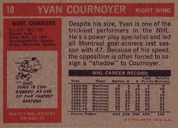 1972-73 Topps #10 Yvan Cournoyer Back