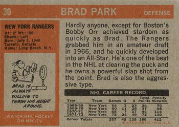 1972-73 Topps #30 Brad Park Back