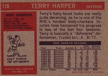 1972-73 Topps #119 Terry Harper Back