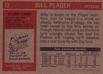 1972-73 Topps #12 Bill Plager Back