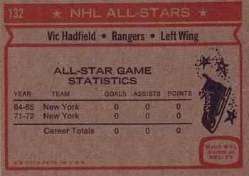 1972-73 Topps #132 Vic Hadfield Back