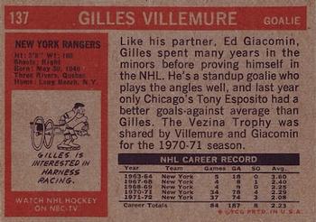 1972-73 Topps #137 Gilles Villemure Back