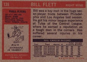 1972-73 Topps #139 Bill Flett Back