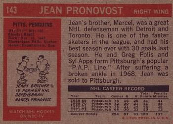 1972-73 Topps #143 Jean Pronovost Back