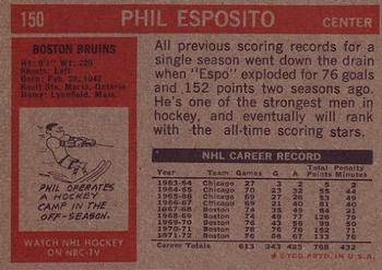 1972-73 Topps #150 Phil Esposito Back