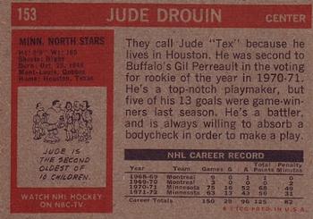 1972-73 Topps #153 Jude Drouin Back