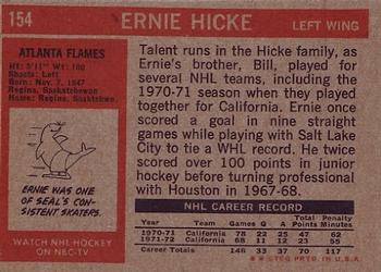1972-73 Topps #154 Ernie Hicke Back