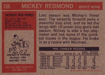 1972-73 Topps #155 Mickey Redmond Back