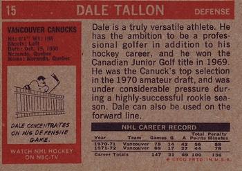 1972-73 Topps #15 Dale Tallon Back