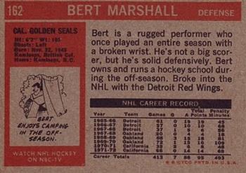 1972-73 Topps #162 Bert Marshall Back