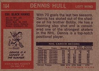 1972-73 Topps #164 Dennis Hull Back