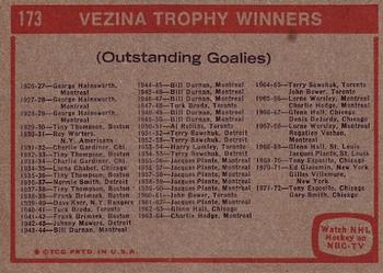 1972-73 Topps #173 Vezina Trophy Back