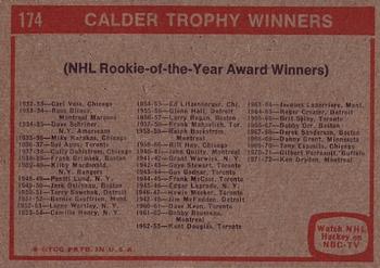 1972-73 Topps #174 Calder Trophy Back